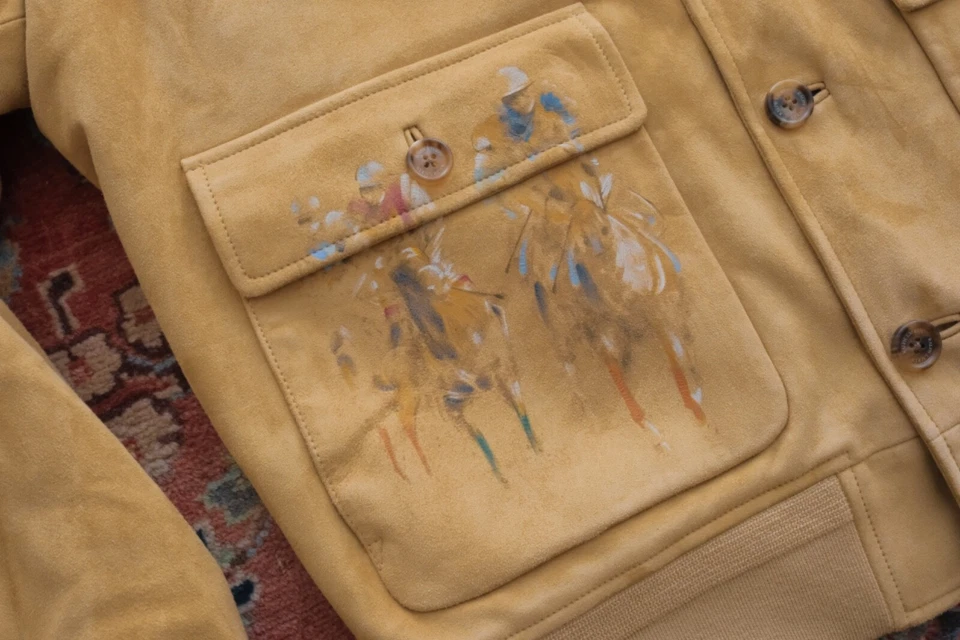 Chaqueta Hayworth de gamuza pintada a mano Purple Label RL Ralph Lauren talla XL Foto 2 de 4