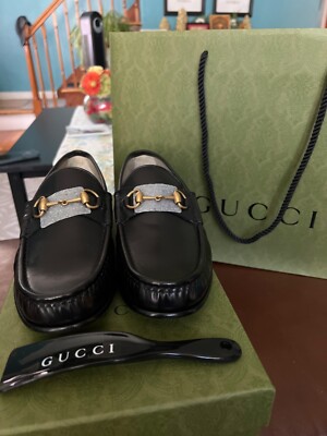 Gucci Shoes Mens Size NEW 307929 BLM000 100 Moccasin