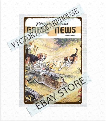 1968 PENNSYLVANIA GAME NEWS rabbit dogs hunting metal tin sign nostalgic  garage
