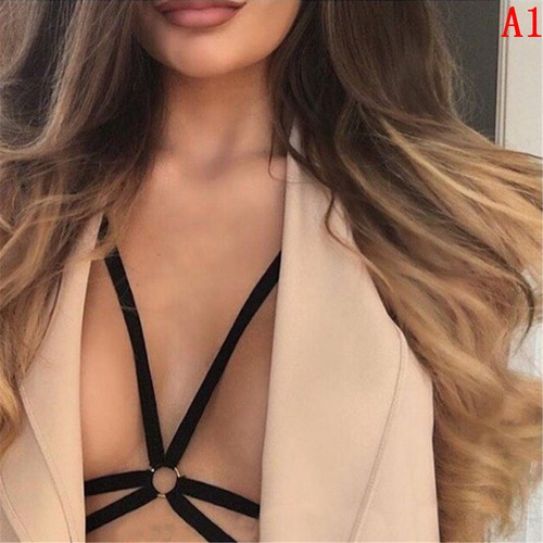 Women Lingerie Elastic Harness Cage Bra Cupless Bondage Body Chain Belt *&x - Picture 8 of 10