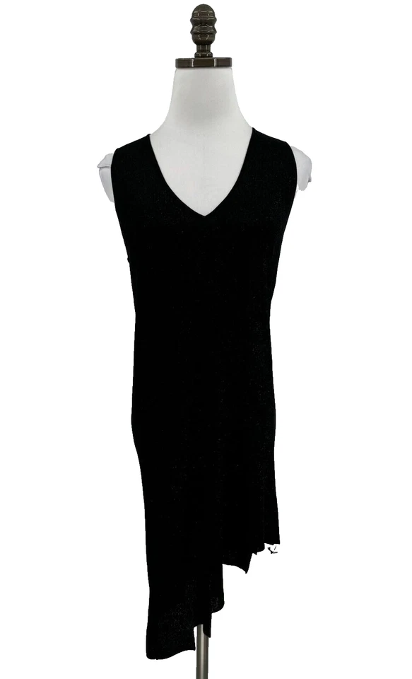 Krizia Magila Black Shine Stretch Asymmetrical Hem Tunic Dress - Image 2 of 4