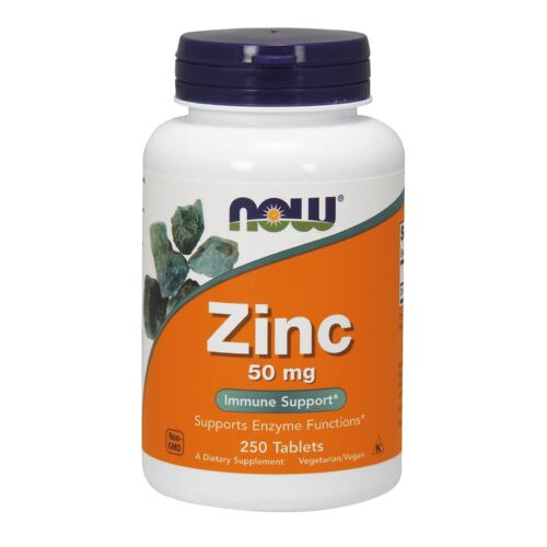 NOW Zinc 50 mg 250 Tablets FRESH MADE IN USA FREE SHIPPING - Picture 1 of 6