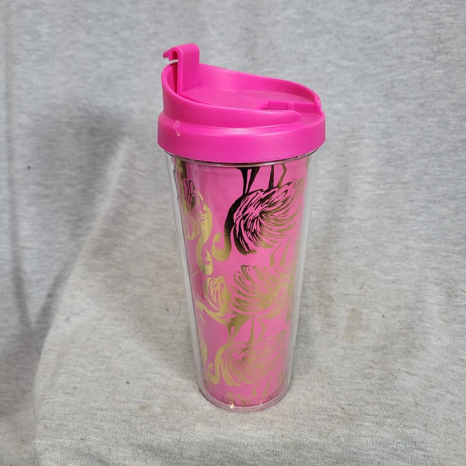 Botella de agua de plástico Lilly Pulitzer 20 oz rosa y dorado Foto 2 de 4