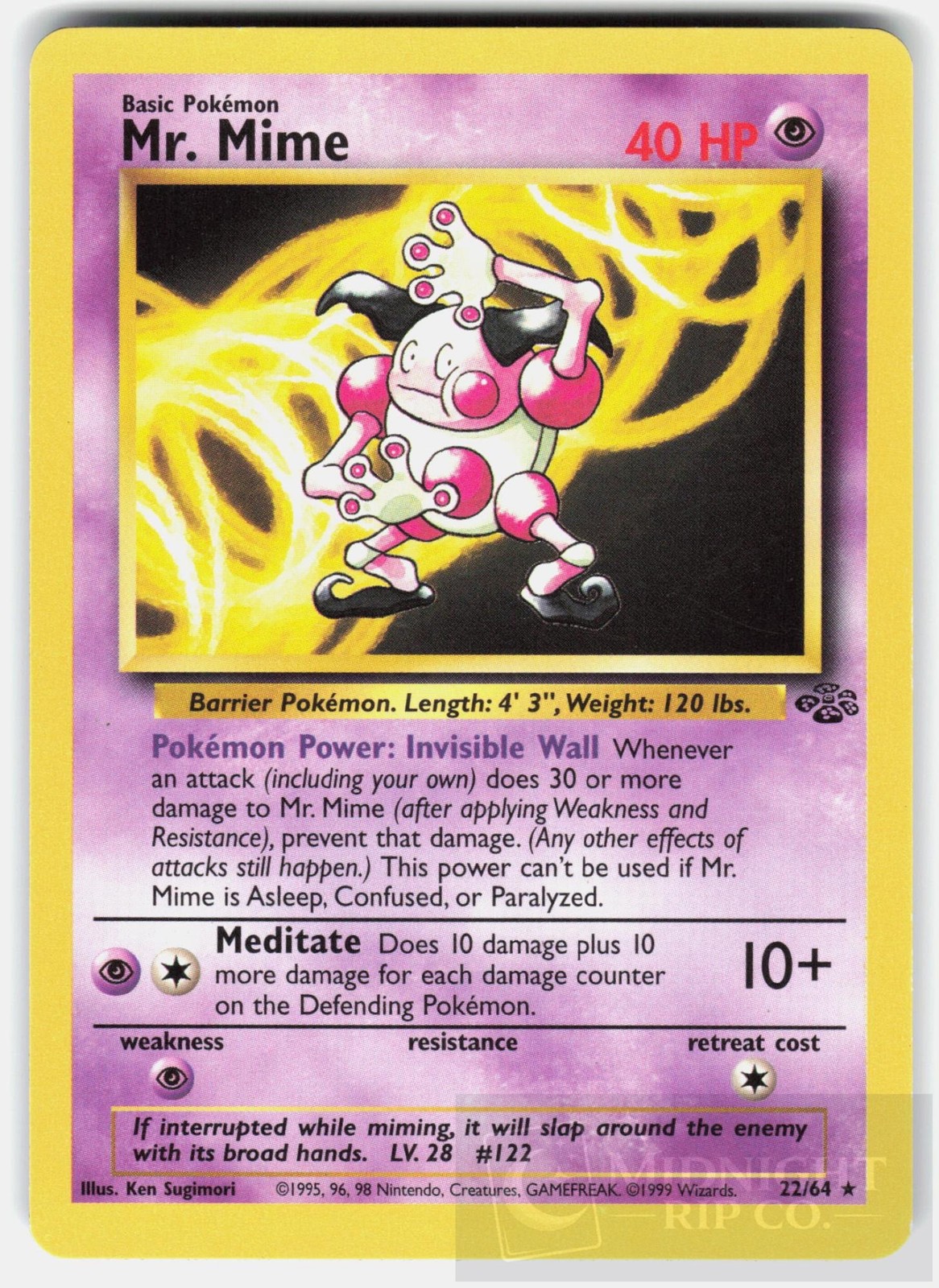 POKEMON MR. MIME 22 JUNGLE UNLIMITED NM