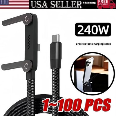 2in1 Invisible Holder Charger Cable 240W Fast Charging Cord with Phone Stand lot