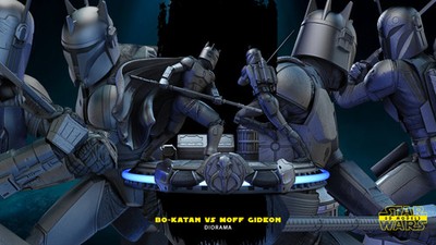 3D gedrucktes 16K 3D SW3D Bo Katan und Moff Gideon Diorama unbemalt 1:6