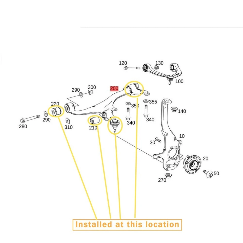 梅赛德斯-奔驰 G500 G550 G63AMG 前下控制臂球接头衬套套件 — 第 2/3 张图片