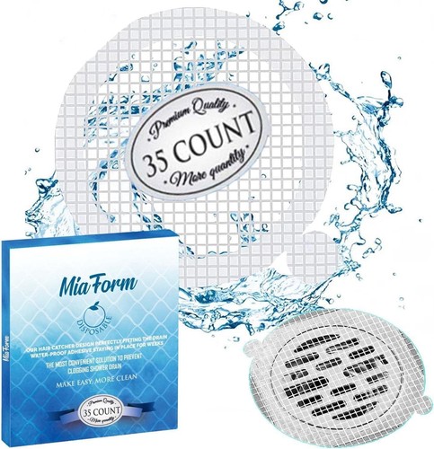 Disposable Hair Catcher Shower Drain Mesh Stickers, 35 Pack