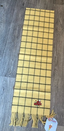 Rare Authentic Rupert the Bear Yellow Check Lambswool Long Scarf New with Tags - Imagen 4 de 8