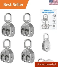 Stainless Steel Pulley Block 4 Pack M15 Lifting Crane Swivel Hook Rope Wheel