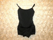 Adult Womens BALERA Romper Leotard Unitard Black Shorts Full Dance Small AS