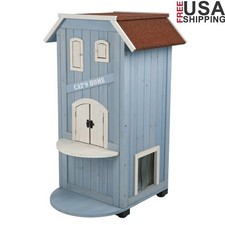 Durable 3-Story Cat House Weatherproof Indoor Outdoor Pet Home W/ Shutters New