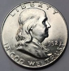 1952 D Franklin Half Dollar, Choice AU, 90% Silver - 0.3617 Troy Ounces, F-5224