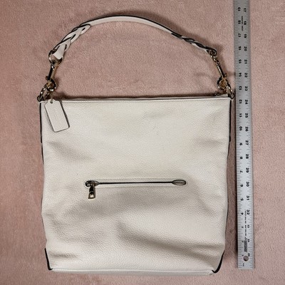 Coach Women Chalk Leather Abby Duffle Shoulder Bag F31507 + Strap READ