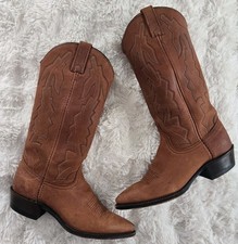 Vtg Dan Post Marlboro Cowboy Boots Women 6.5 Tan Brown Leather Western P2552 90s