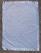Just One Year by Carter's Blue Satin Trim Minky Dot Velour Crib Blanket