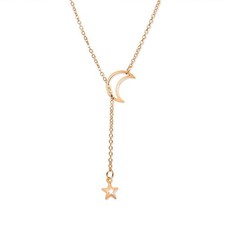 1Pcs Moon & Star Pendant Choker, Elegant Short Chain for Women Bulk
