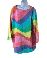 Vintage 90s Michael Simon Cache Rainbow Striped Chunky Knit Oversized Sweater OS