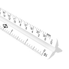 Architect Triangular Scale Ruler 12" Model 110P White with Black Graduations, Ar