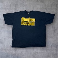 Vintage Y2K Nfl Pittsburgh Steelers Football Reebok Center Logo Black Tee XXL