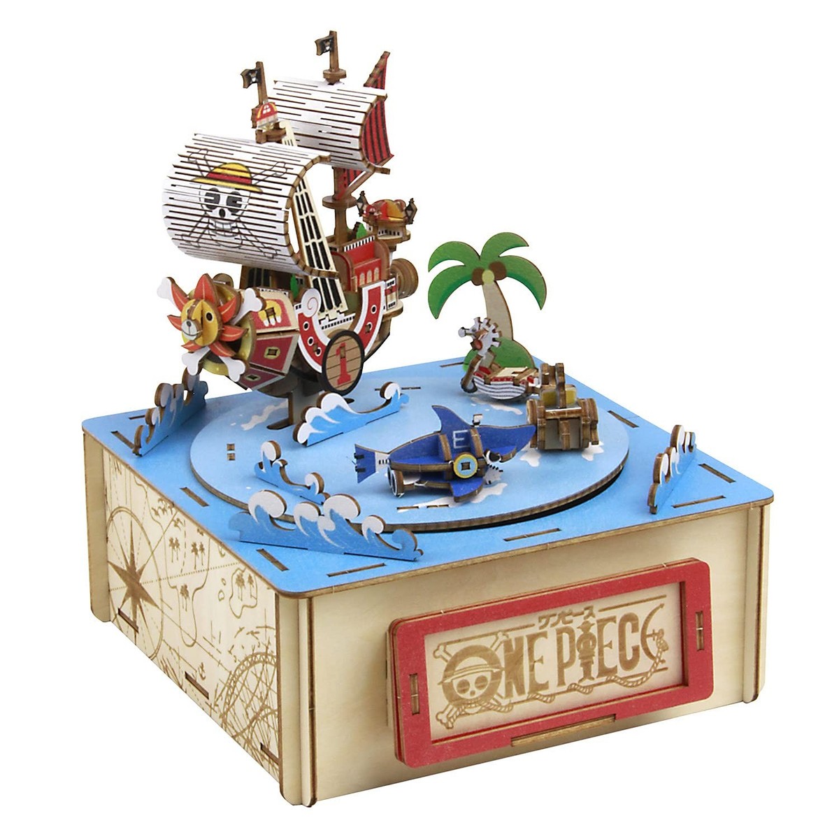 Ki-gu-mi Wooden Art One Piece Straw Hat Pirates Music Box 3D