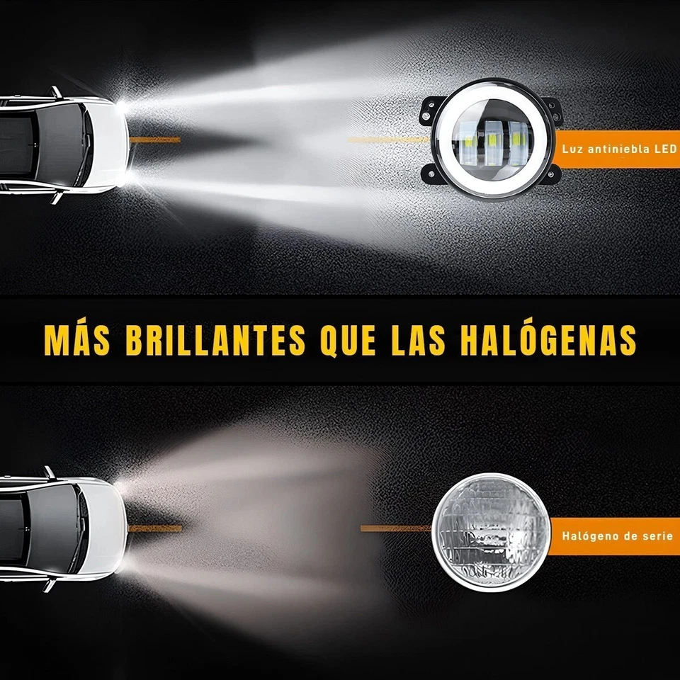 Par de luces antiniebla LED halo de parachoques de 4 pulgadas para Jeep Grand Cherokee 2011 2012 2013❤️ Foto 3 de 4