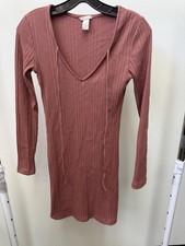 Forever 21 Sweater Dress Pink Tie Front Womens Size Small