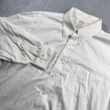 Brooks Brothers Madison Dress Shirt Mens 17.5 34 White Non-Iron Supima Cotton