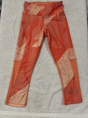 Reebok Speedwick Leggings Pants Size XS Pink Abstract Compression