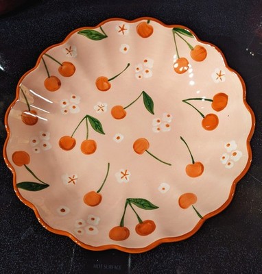 Set of Two Potter s Studio Cherry Floral Salad /Soup Plates Scalloped Edges 8.5''