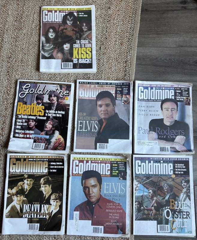 Goldmine Magazine Lot of 7 ELVIS The Beatles Paul Rodgers Blue Oyster Cult KISS