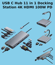 "USB C Hub 11 in 1 Docking Station 4K HDMI 100W PD Ethernet for MacBook Laptop"