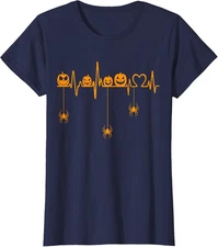 Design Pumpkin Heartbeat Halloween Design Funny Ladies' Crewneck T-Shirt