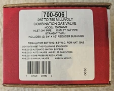 Robertshaw 700-506 Millivolt Combination Gas Valve, 3/4" x 3/4", 300,000 BTU