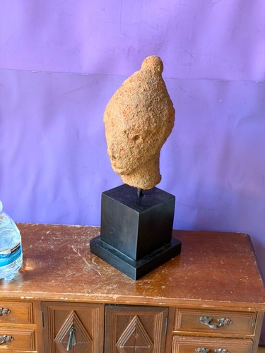 Ancient Nok Terracotta Head Sculpture on Stand 7" Nigeria Artifact