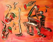 JAZZ MUSIC  MODERN PAINTING   CANVAS ORIGINAL OIL e78GY7fR