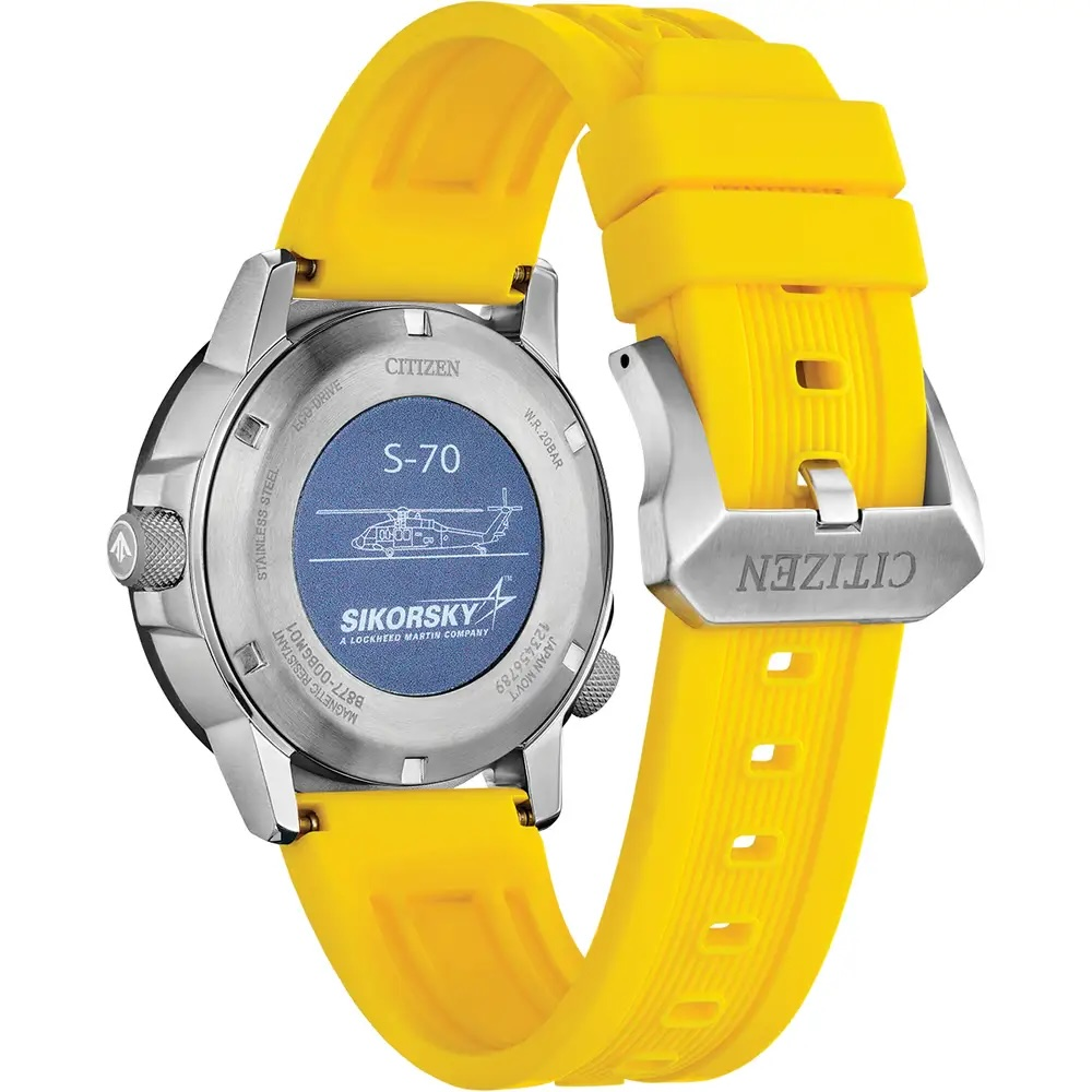 Citizen Men's Nighthawk Eco-Drive Gray Yellow Watch 42MM BJ7004