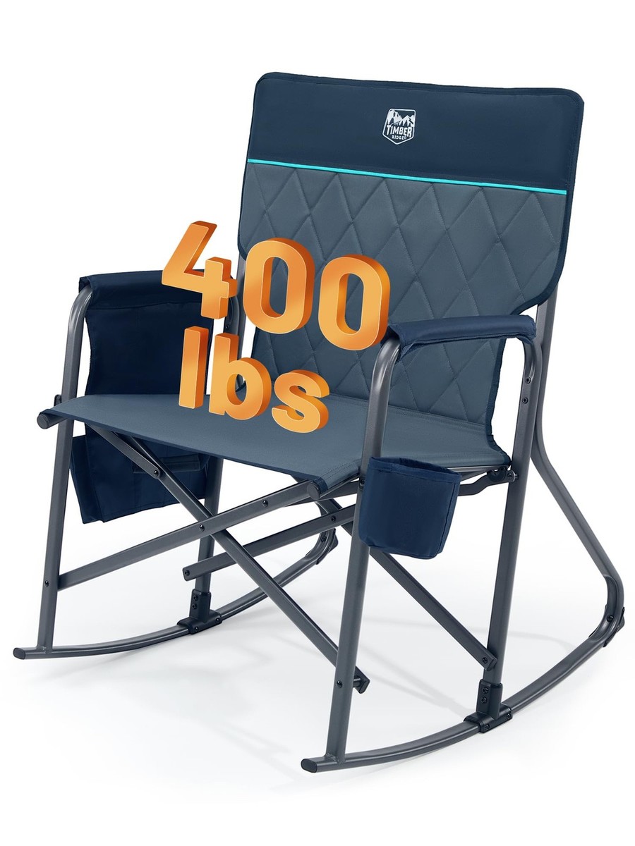 Folding Rocking Camping Chair, 400lbs Capacity Portable Oversized