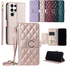 Leather Wallet Case Flip Cover For Samsung Galaxy S25 S24 Ultra S25FE S23 Plus