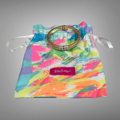 Lilly Pulitzer Sea Fan Bangle Gold Metallic with Jewelry Bag NWT