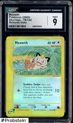 2003 Pokemon Skyridge Reverse Holo #78 Meowth CGC 9 MINT