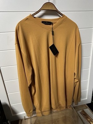 Bugatchi Uomo Sweater Vintage XL  Gold V Neck Long Sleeve New With Tag