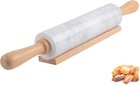 Marble Rolling Pin with Wooden Cradle Thick Handle Set for Baking 47cm