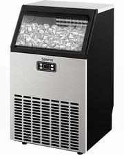 Commercial Ice Maker Machine, 100Lbs Daily Output 33Lbs Storage, Compact Stain