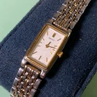 VTG Seiko Women's Quartz Watch 13mm Two-Tone Tank Style New Battery 2E20 + Links