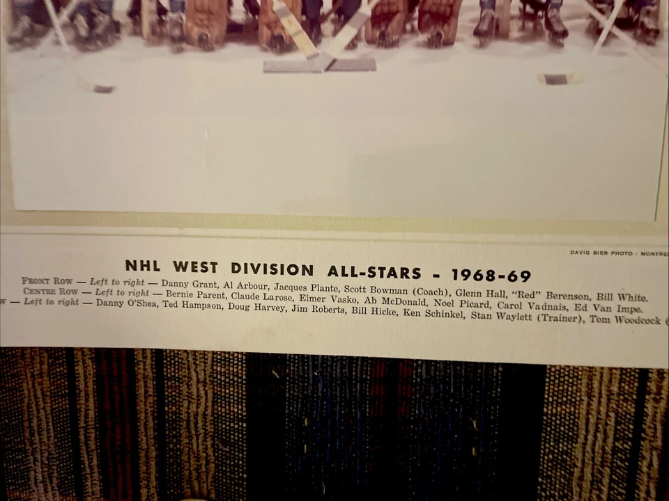 1968-69 NHL WESTERN ALL- STARS OFFICIAL PHOTO JACQUES PLANTE GLENN HALL HOCKEY - Image 3 of 4