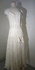 Nwt Vintage Gunne Sax Dress Womens Sz 11/12 Ivory Lace Fairy Cottagecore Layered