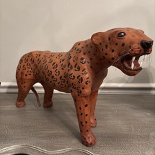 Leather Wrapped Leopard Sculpture