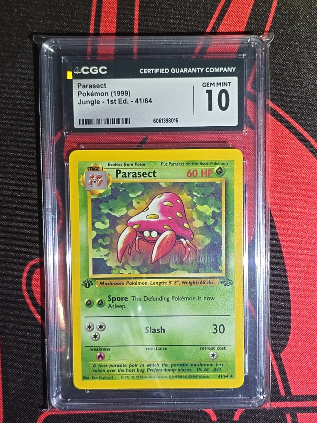 1999 POKEMON JUNGLE 1ST ED #41/64 PARASECT CGC 10 GEM MINT