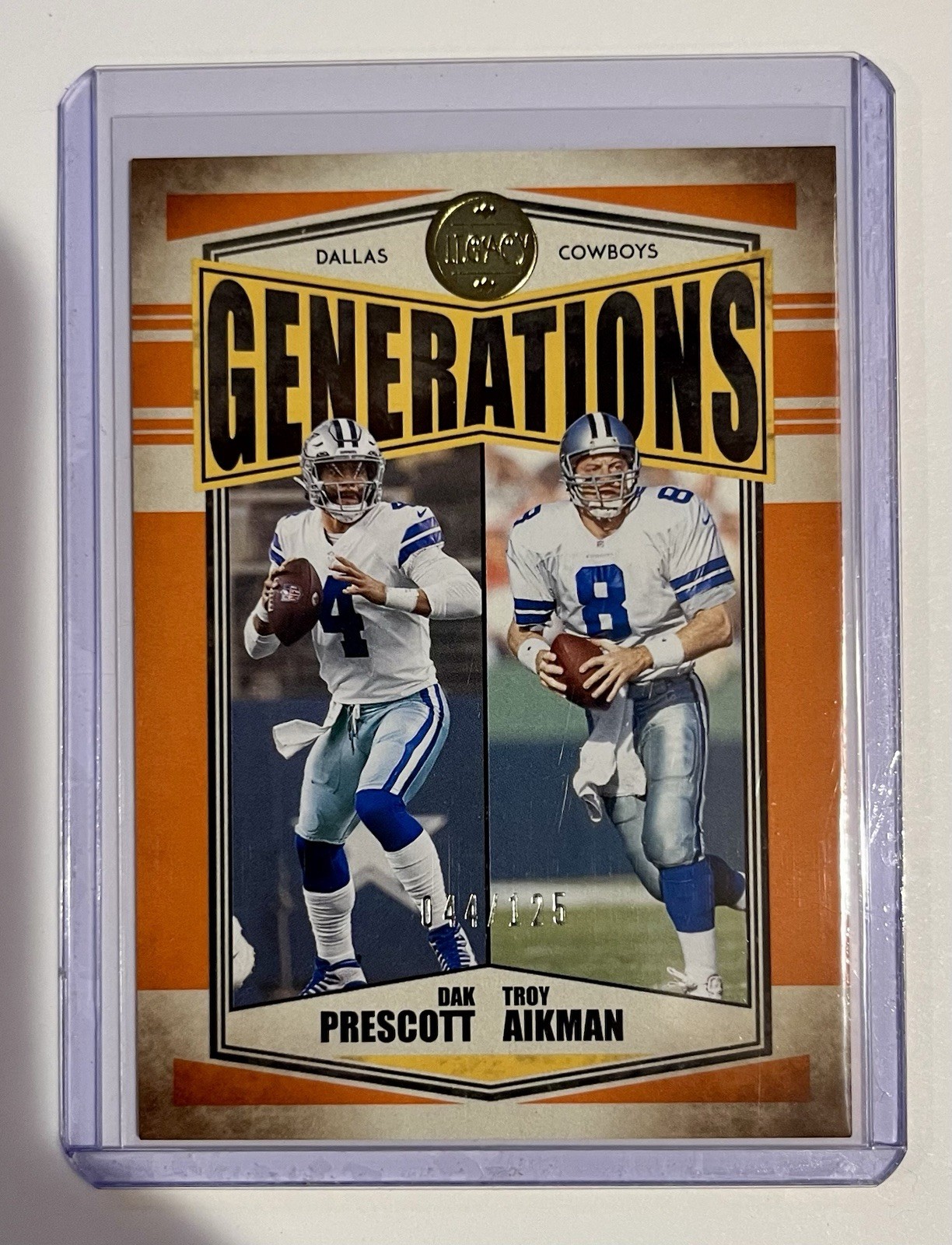 2022 Panini Legacy - Generations Dak Prescott, Troy Aikman #G-8 Orange /125 SSP